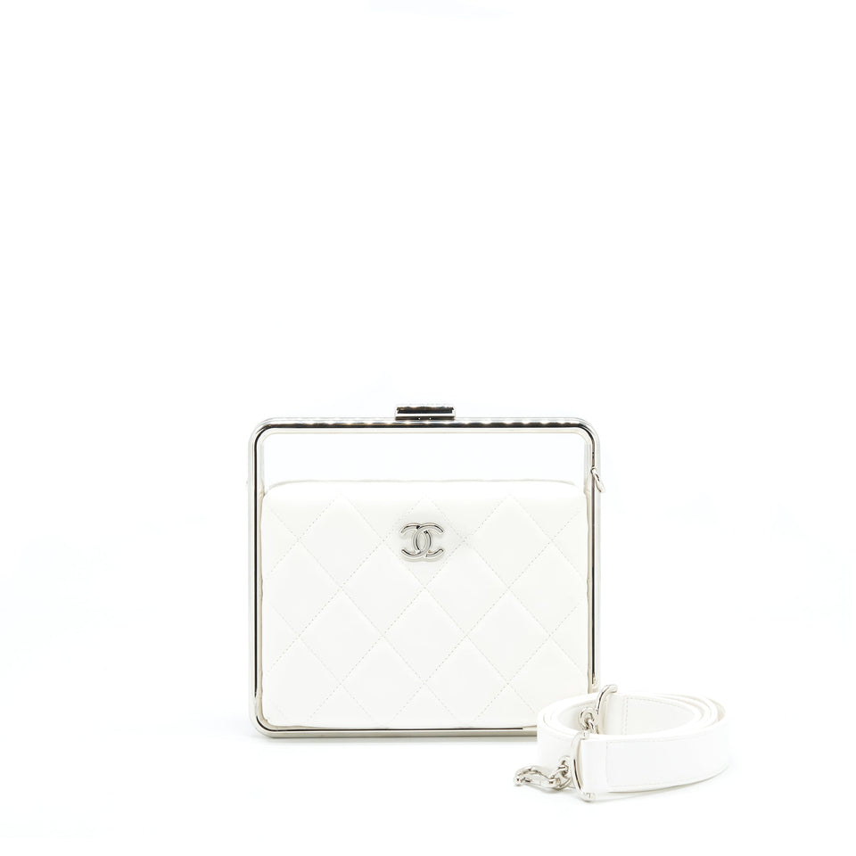 Chanel Quilted Clutch Lambskin White