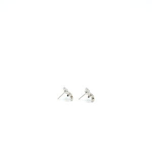 Chanel CC Logo And Bow Earrings Silver Tone