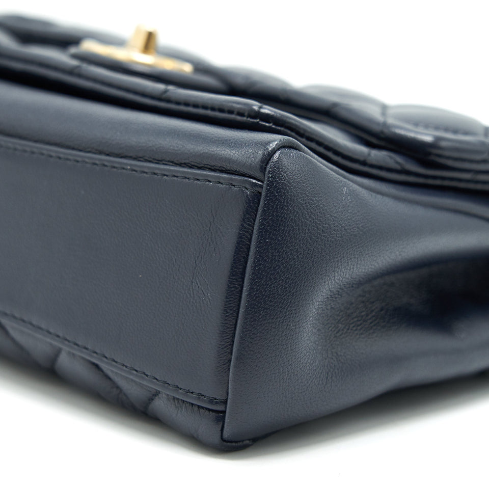 Chanel Quilted Flap Bag Navy with Brushed