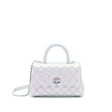 Chanel 21K Small Coco Handle 24cm Caviar Iridescent Lilac Rainbow Hardware