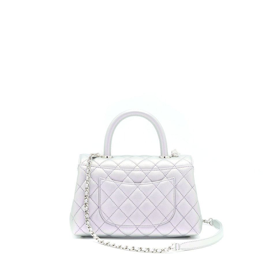 Chanel 21K Small Coco Handle 24cm Caviar Iridescent Lilac Rainbow Hardware