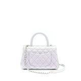 Chanel 21K Small Coco Handle 24cm Caviar Iridescent Lilac Rainbow Hardware