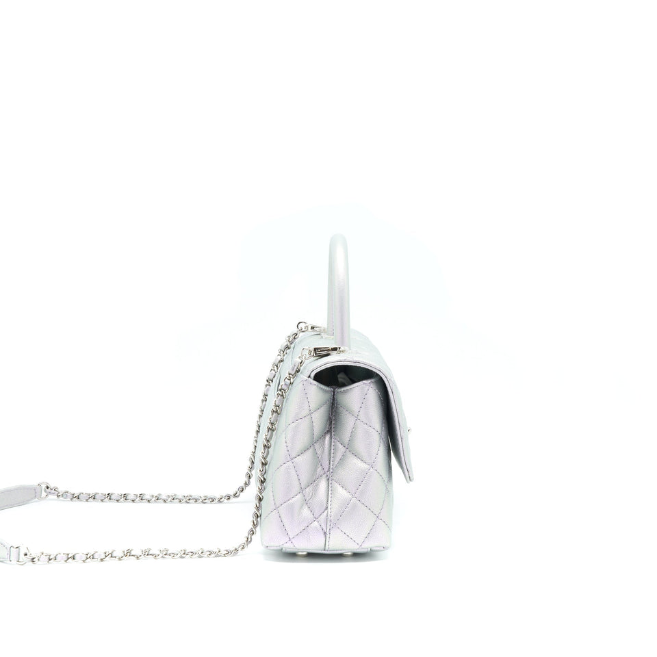 Chanel 21K Small Coco Handle 24cm Caviar Iridescent Lilac Rainbow Hardware