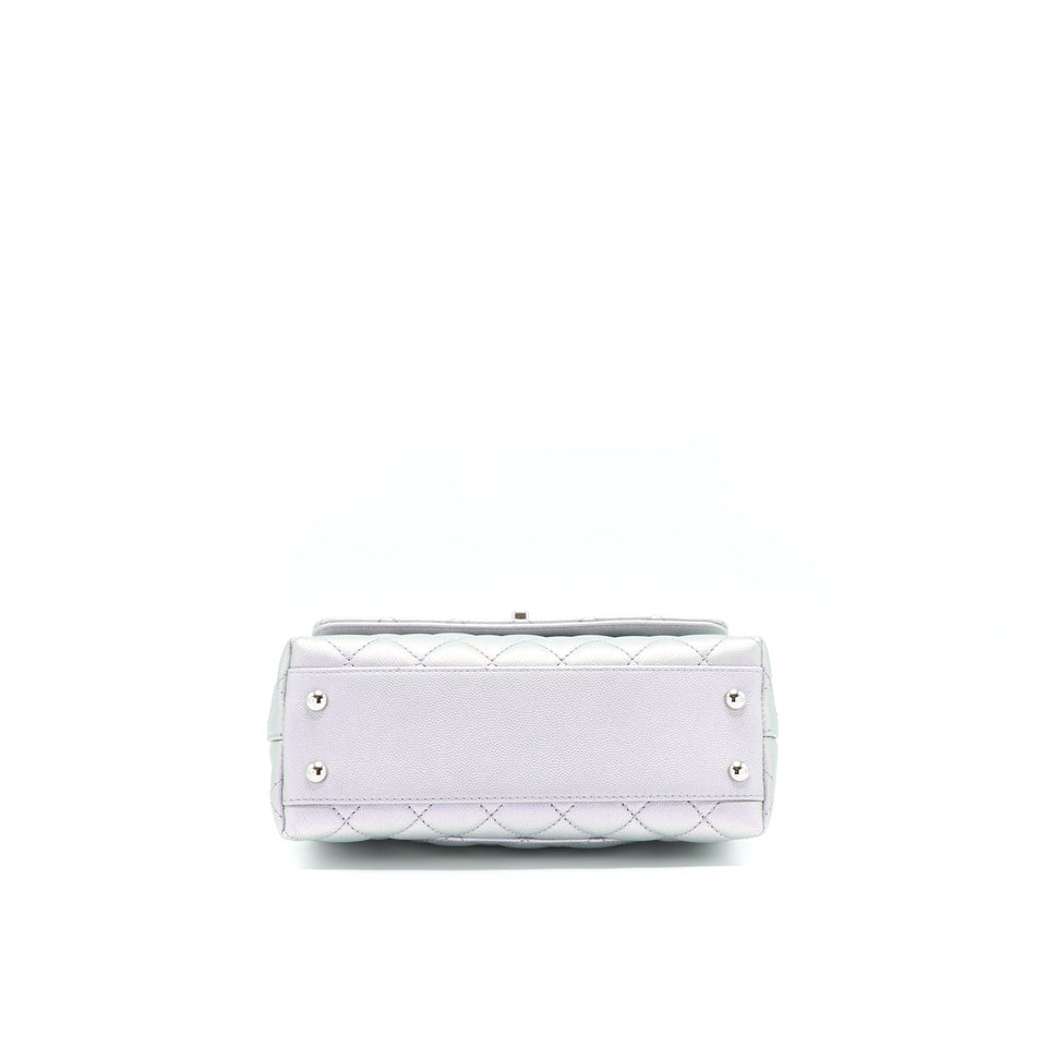 Chanel 21K Small Coco Handle 24cm Caviar Iridescent Lilac Rainbow Hardware