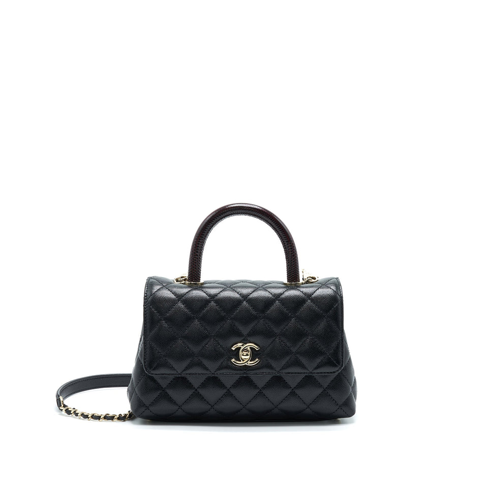 Chanel Small Coco Handle 24cm Caviar Black L Embossed Handle