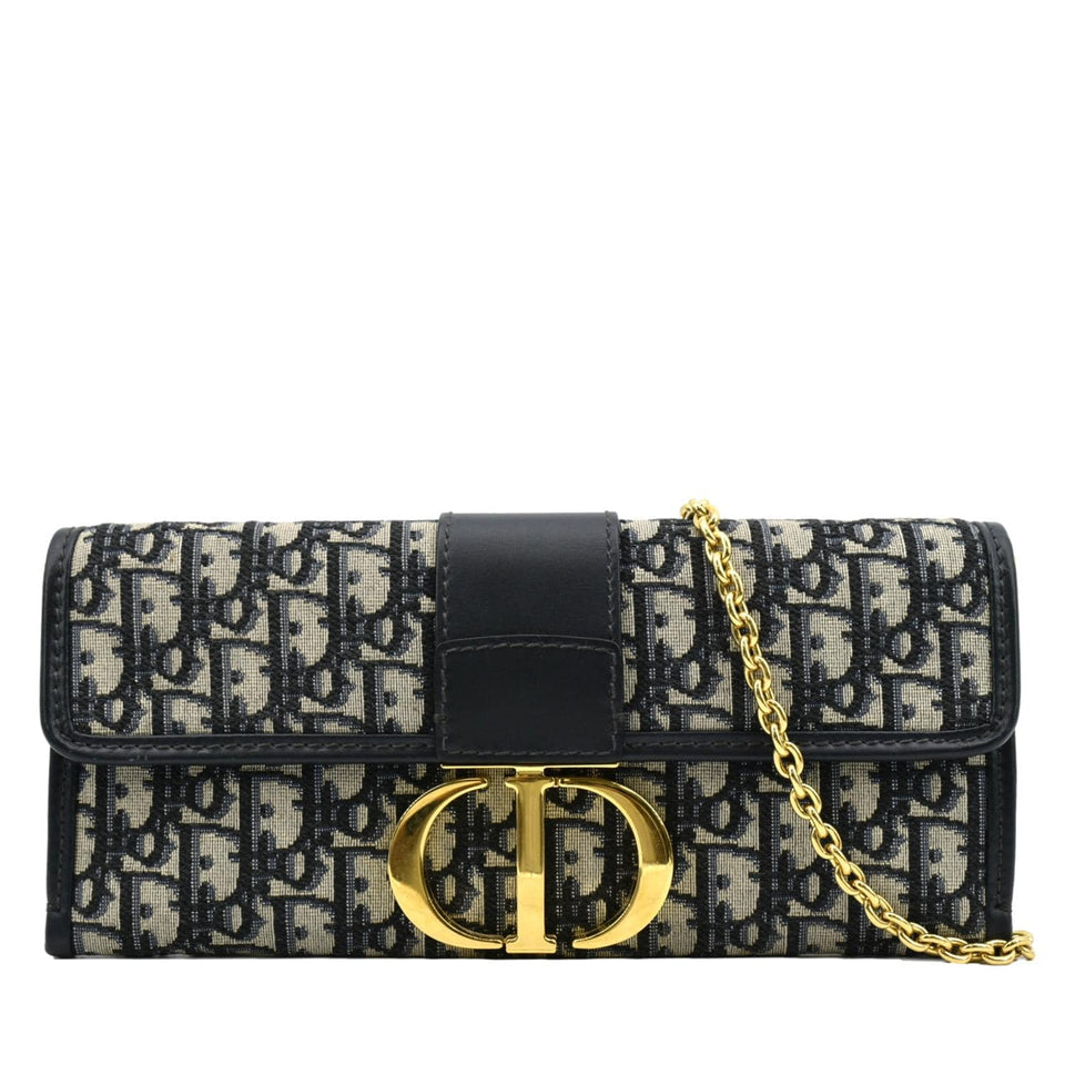 Christian Dior 30 Montaigne Oblique Jacquard Crossbody Clutch Blue