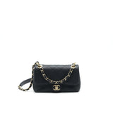 Chanel Caviar quilted flap Bag with handle and Chain Black L
