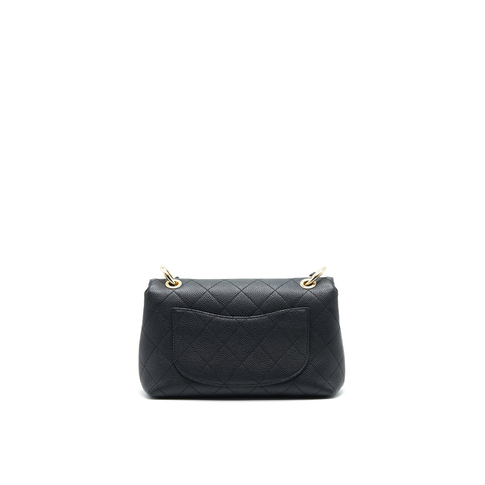 Chanel Caviar quilted flap Bag with handle and Chain Black L
