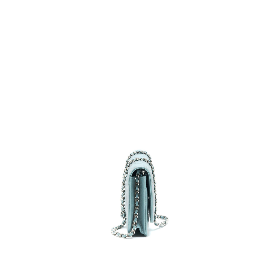 Chanel Wallet On Chain Caviar Pearly Light Blue