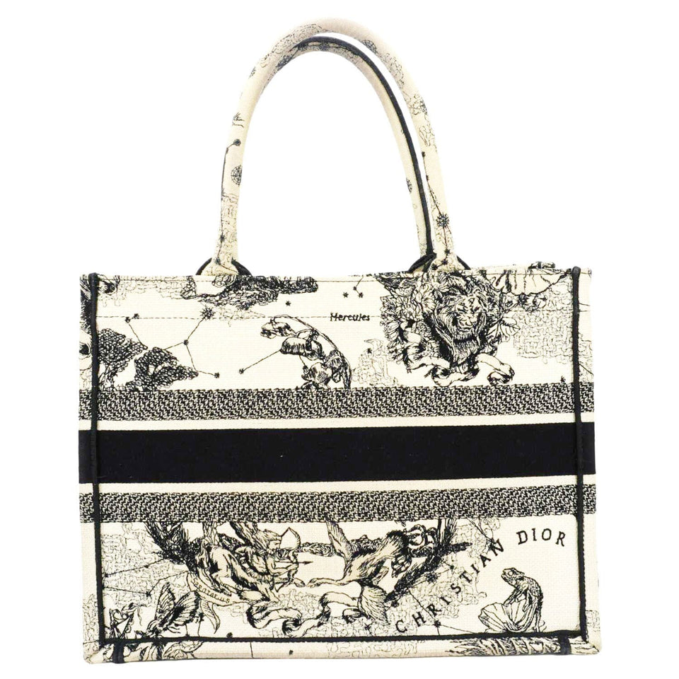 Christian Dior Book Zodiac Embroidery Canvas Tote Bag Latte