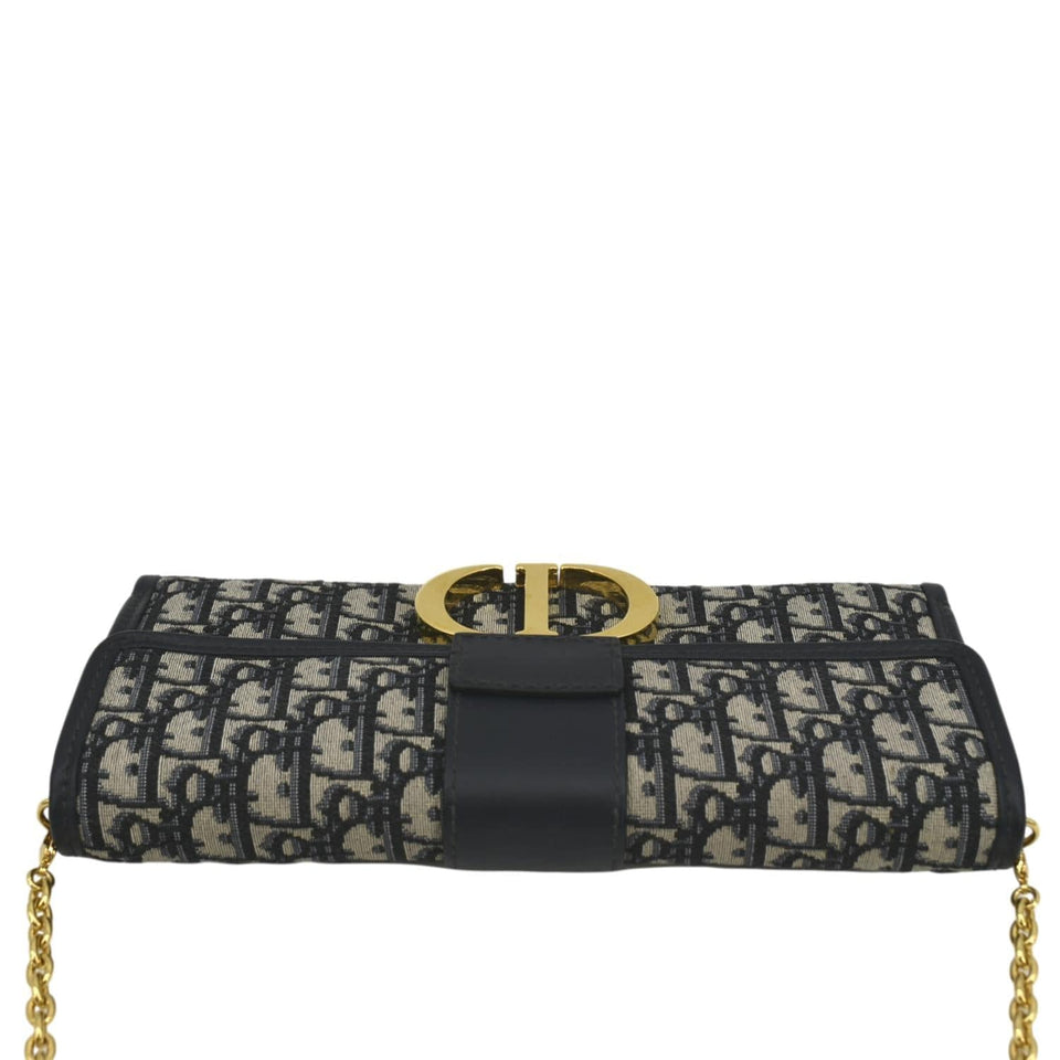 Christian Dior 30 Montaigne Oblique Jacquard Crossbody Clutch Blue