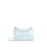 Chanel 21K Small Classic Double Flap Bag Caviar Light Blue