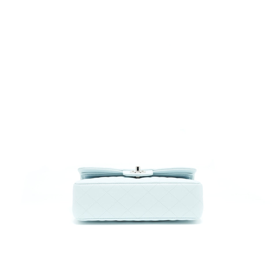 Chanel 21K Small Classic Double Flap Bag Caviar Light Blue