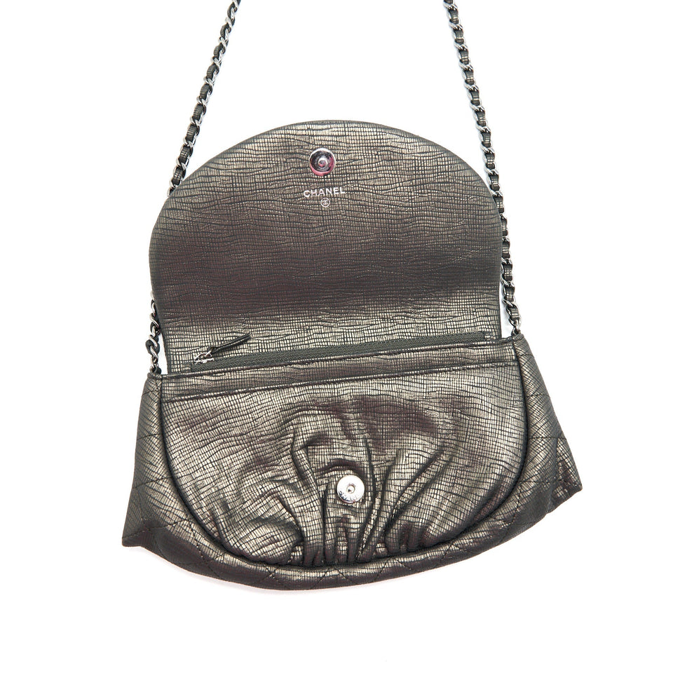 Chanel HALF MOON WALLET ON CHAIN IN GREY