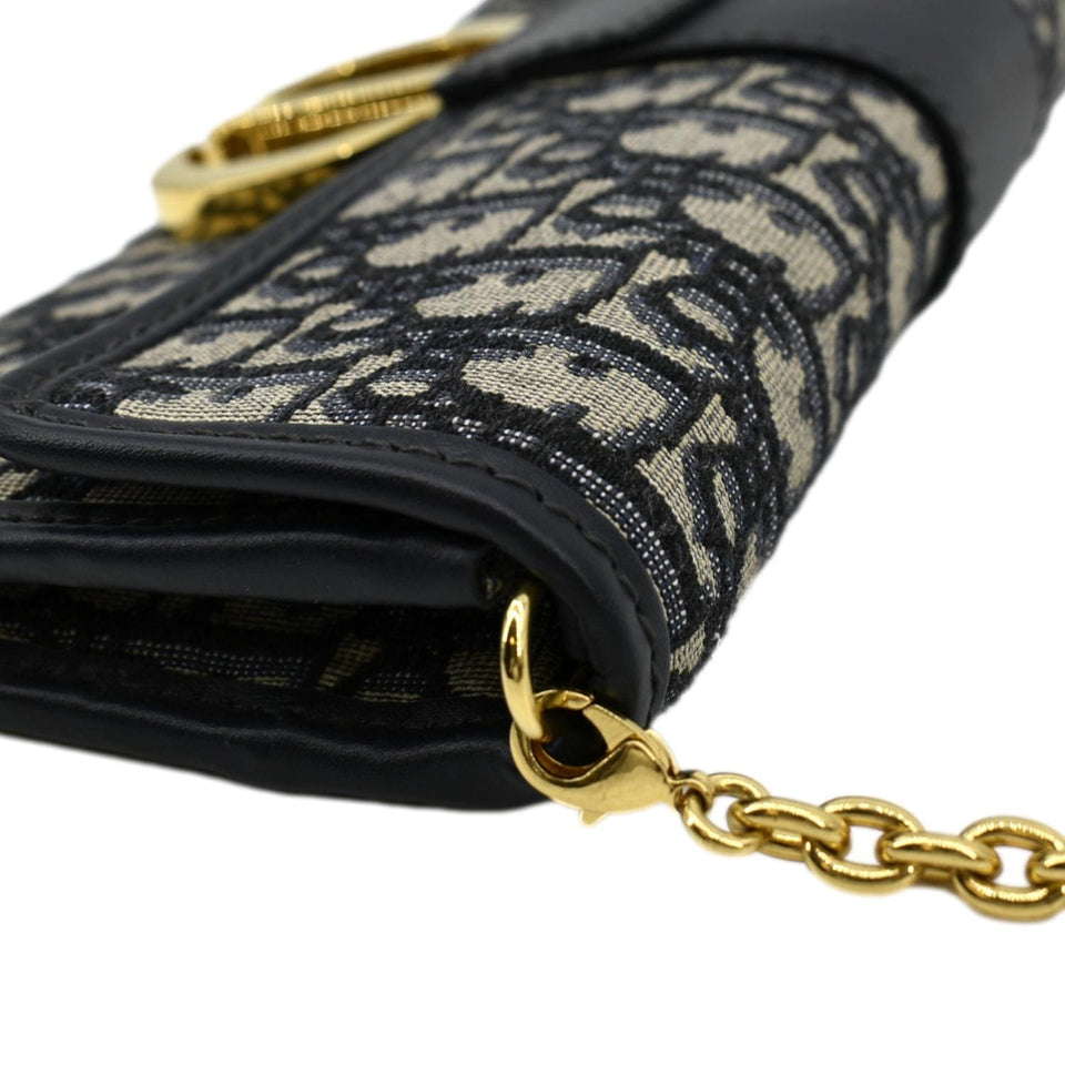 Christian Dior 30 Montaigne Oblique Jacquard Crossbody Clutch Blue