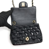 Chanel MINI SQUARE FLAP BAG QUILTED PATENT LEATHER BLACK