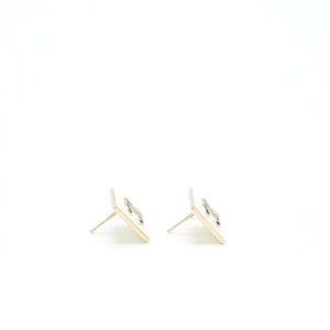 Chanel Square Enamel CC Logo Earrings Black/White Light Gold Tone