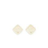 Chanel 22S Quilted CC Logo Earring Light Gold Tone
