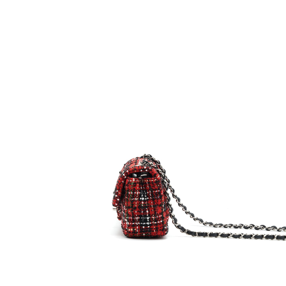 Chanel SMALL RECTANGULAR RED BLACK TWEED IN