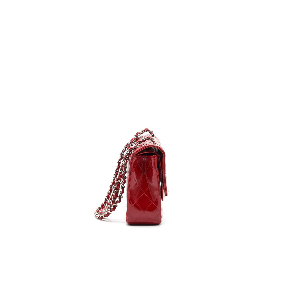 Chanel Medium Classic Double Flap Bag Patent Leather Red