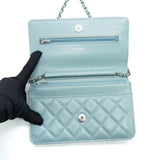 Chanel Wallet On Chain Caviar Pearly Light Blue