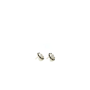 Chanel Round CC Leather/ Crystal Earrings L