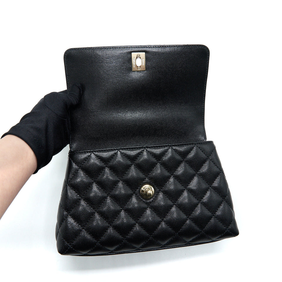 Chanel Small Coco Handle 24cm Caviar Black L Embossed Handle