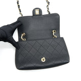 Chanel Caviar quilted flap Bag with handle and Chain Black L