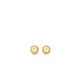 Chanel Round CC Logo Earrings Pearl/Crystal Light Gold Tone