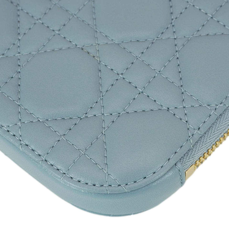 Christian Dior Lady Dior Call'in Cannage Leather Phone Holder Blue