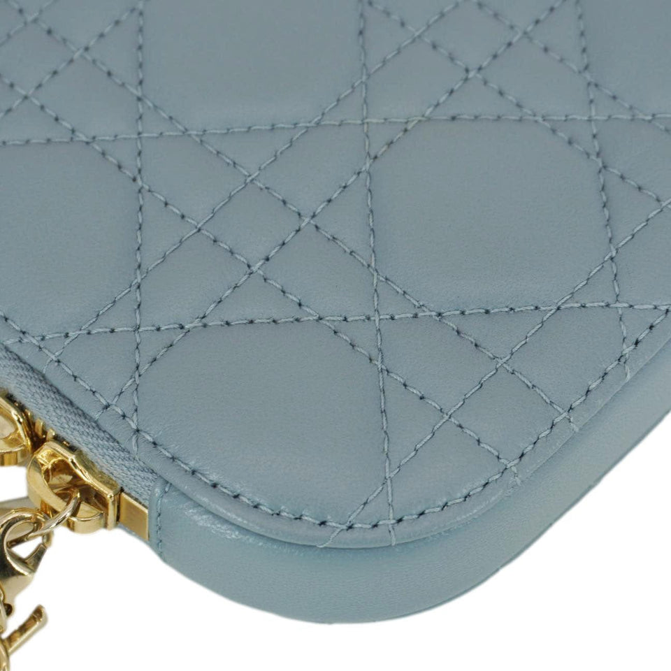 Christian Dior Lady Dior Call'in Cannage Leather Phone Holder Blue