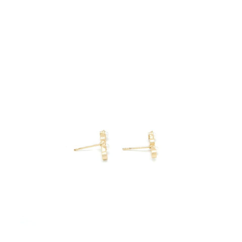 Chanel Coco Letters Earrings Pearl Light Gold Tone