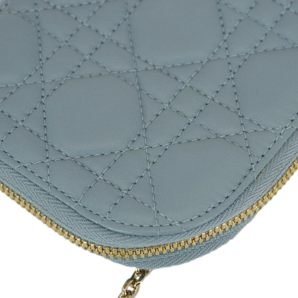 Christian Dior Lady Dior Call'in Cannage Leather Phone Holder Blue