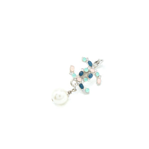 Chanel Pearl Drop CC Logo Earrings Enamel/Pearl Multicolour Silver Tone