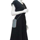 Christian Dior Lady Dior Call'in Cannage Leather Phone Holder Blue