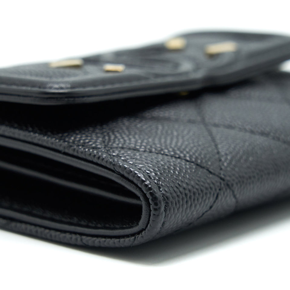 Chanel Filigree Flap  Holder Caviar Black