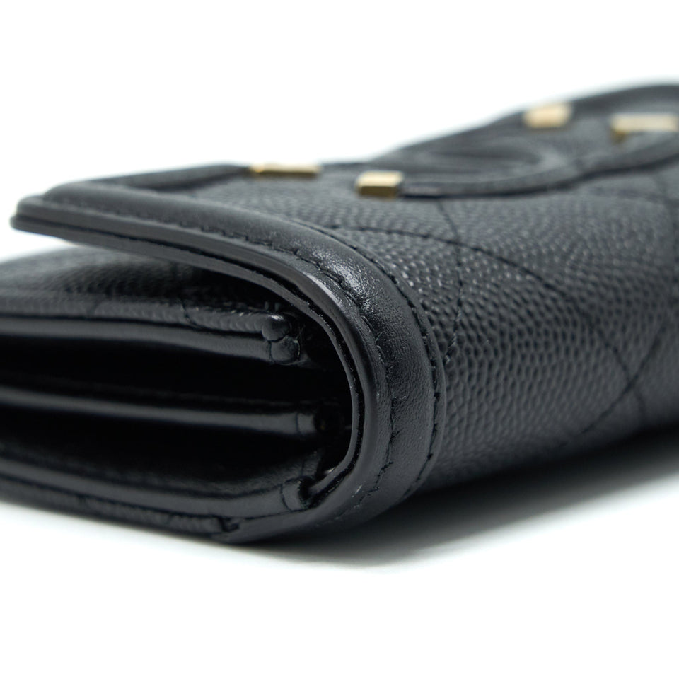 Chanel Filigree Flap  Holder Caviar Black