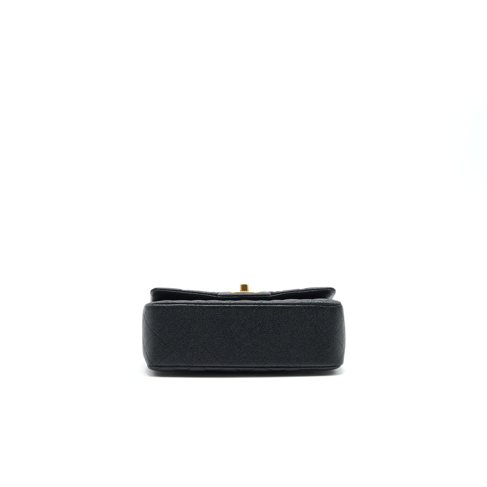 Chanel Rectangular Mini Top Handle Flap Bag granied calfskin black