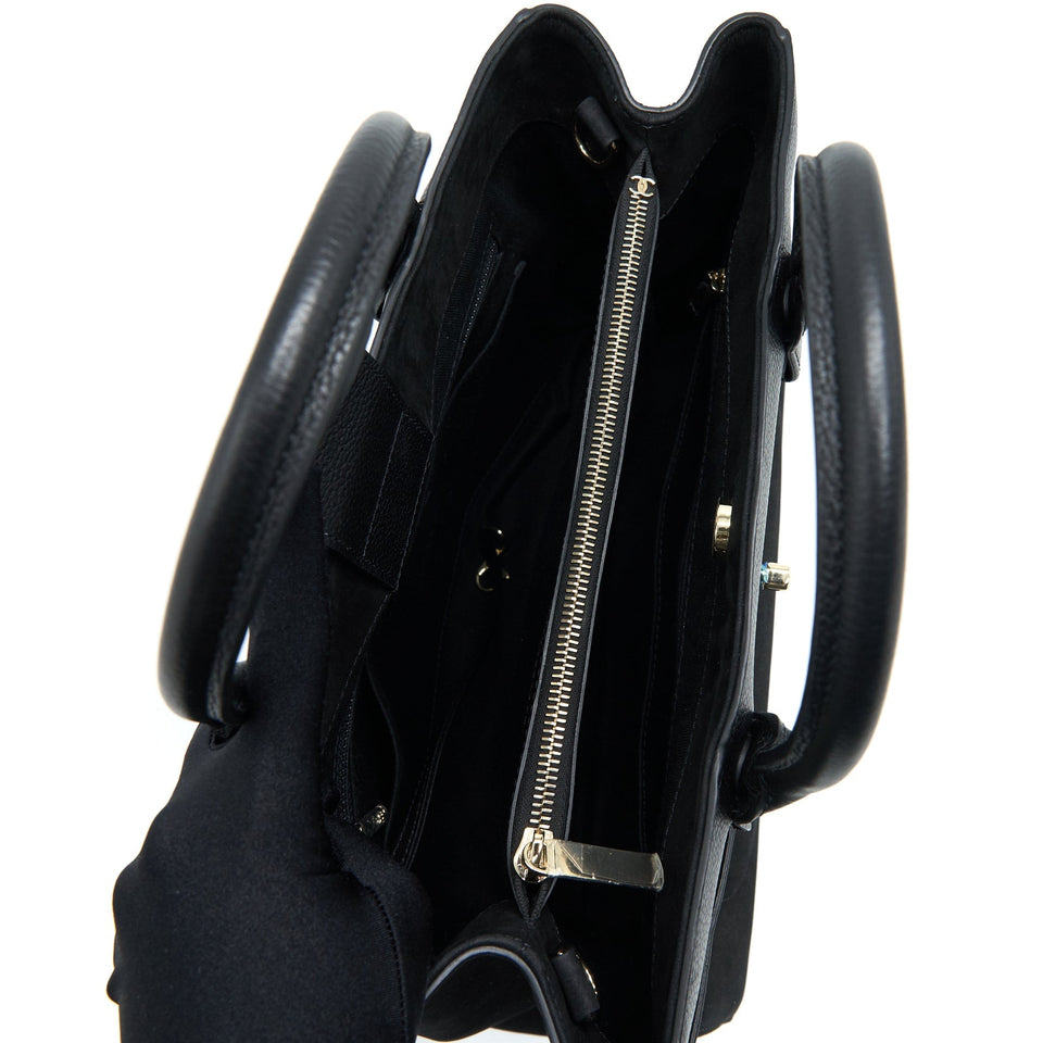 Chanel Suede Leather Tote Bag Black L