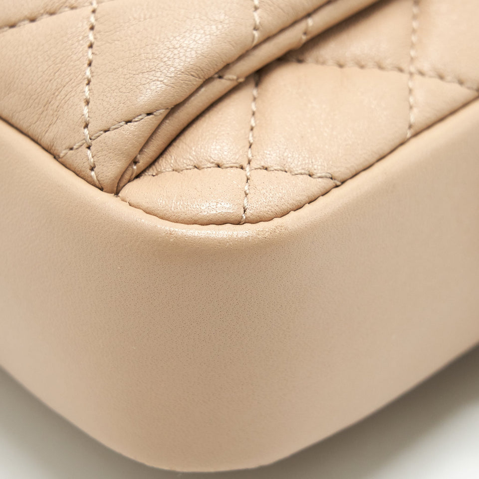 Chanel Quilted Chain Shoulder Bag/ Crossbody Bag beige L