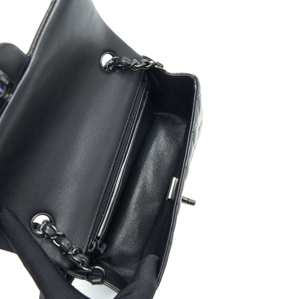 Chanel Mini Rectangular Lambskin black so black