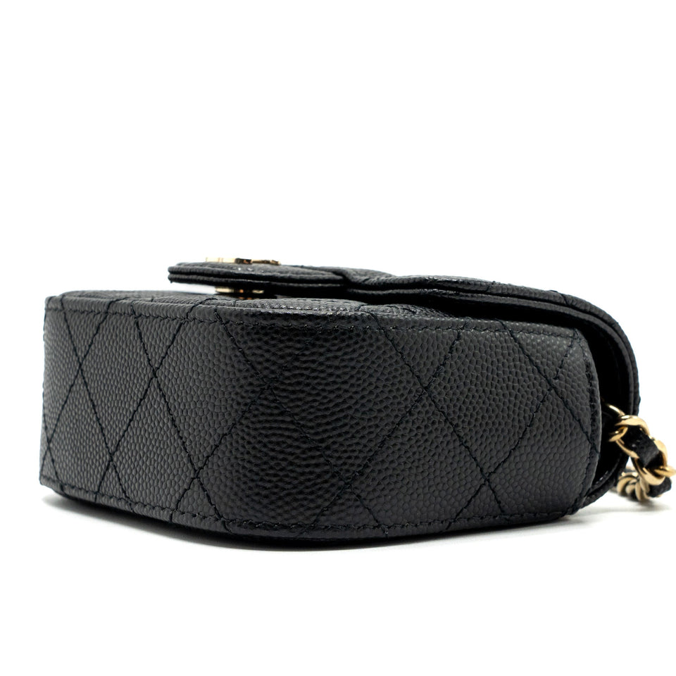 Chanel Mini Clutch With Chain Caviar Black L (microchip)