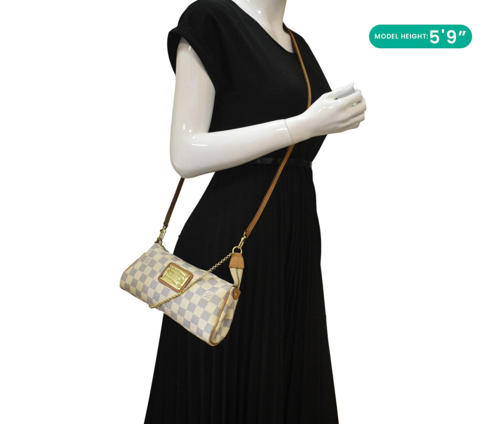 Louis Vuitton Pochette Eva Damier Azur Crossbody Clutch Bag White