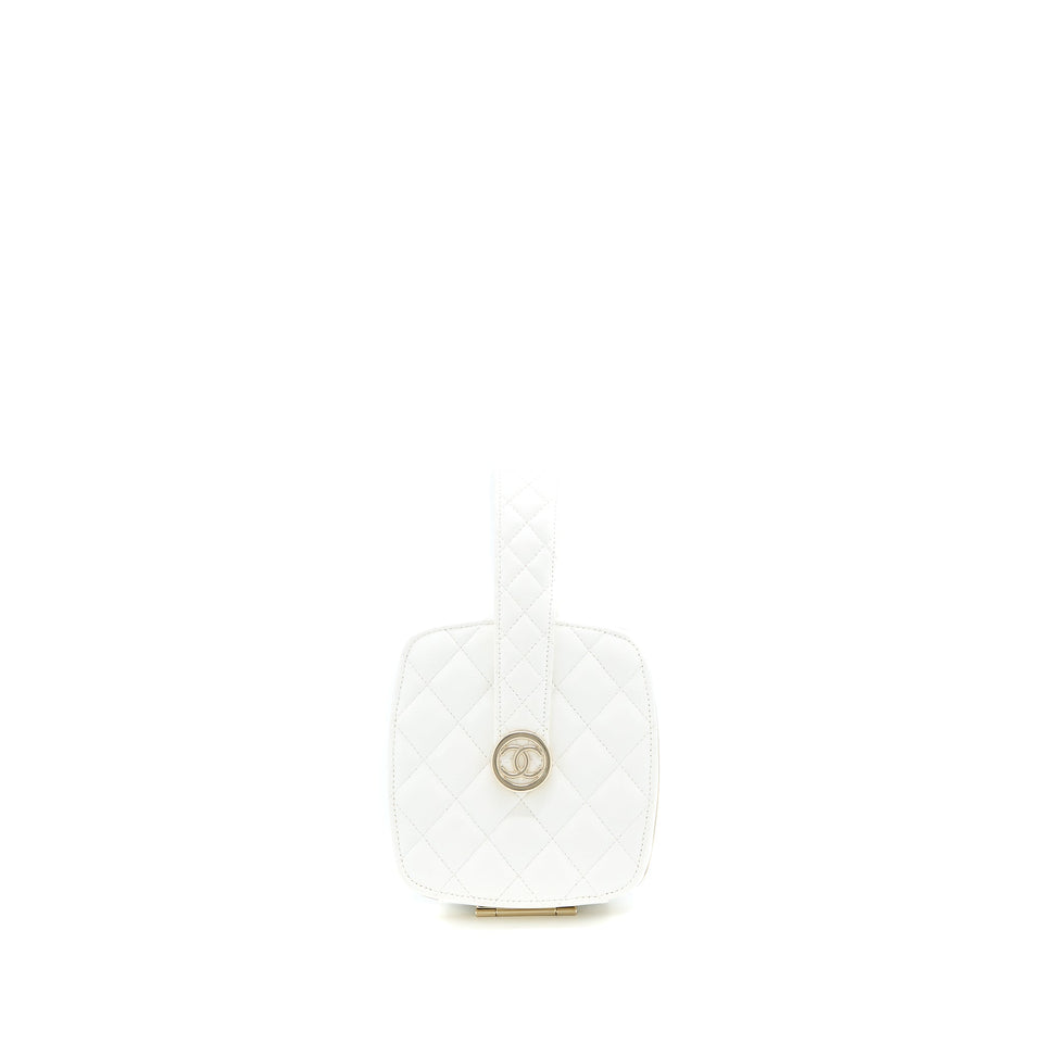Chanel Quilted Clutch Bag Lambskin White L