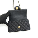 Chanel Rectangular Mini Top Handle Flap Bag granied calfskin black