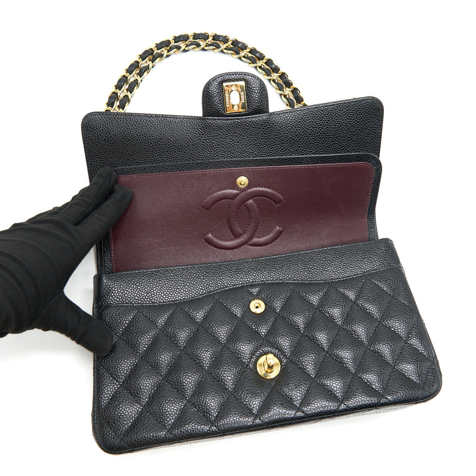 Chanel medium Classic double flap Bag Caviar black  serial 25