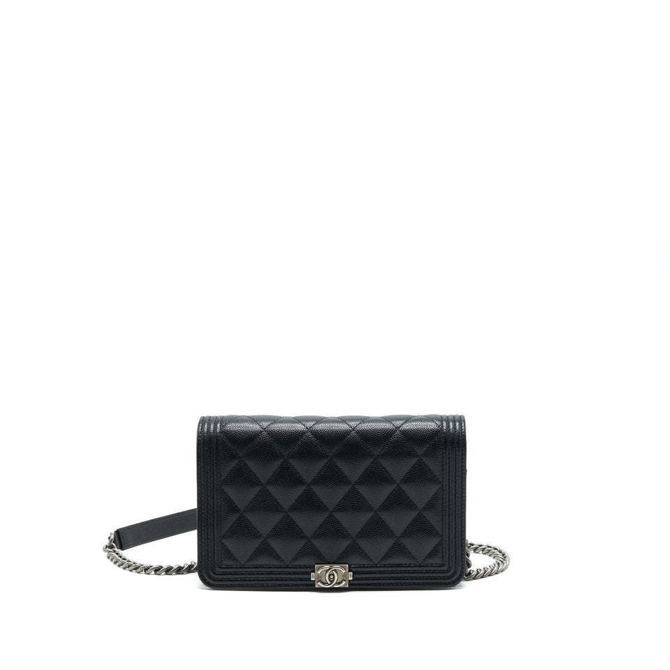 Chanel Boy Wallet On Chain Caviar Black Ruthenium Hardware