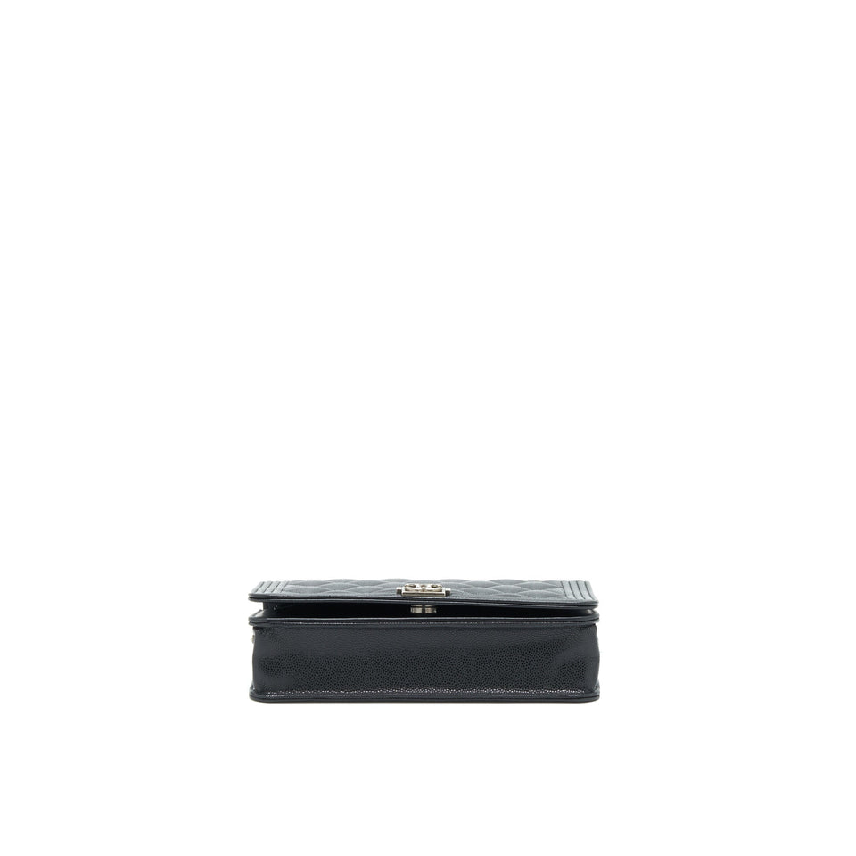 Chanel Boy Wallet On Chain Caviar Black Ruthenium Hardware