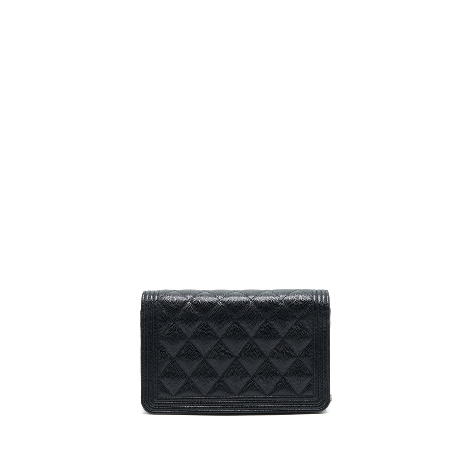 Chanel Boy Wallet On Chain Caviar Black Ruthenium Hardware
