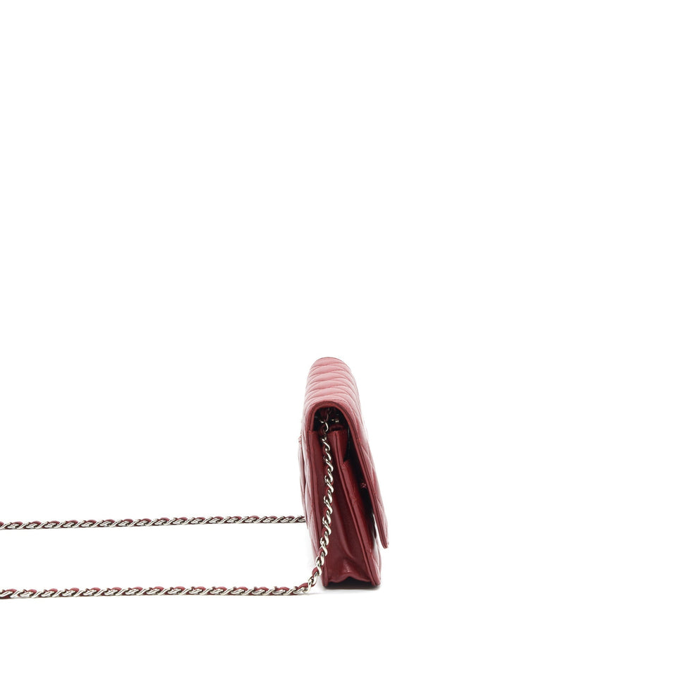 Chanel Classic Wallet On Chain Lambskin Dark Red